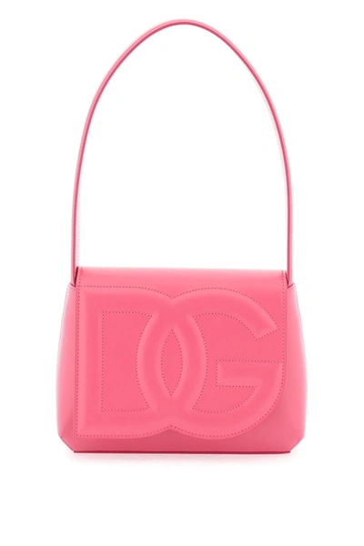 Dolce & Gabbana Dg Logo Leather Shoulder Bag In Pink