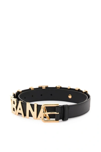 DOLCE & GABBANA DOLCE & GABBANA LETTERING LOGO LEATHER BELT