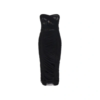 Dolce & Gabbana Tulle Corset Dress In Black