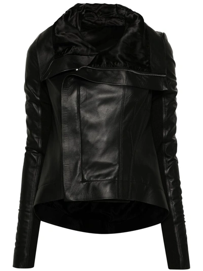 Rick Owens Naska Leather Biker Jacket In Black