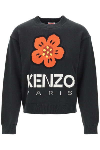 Kenzo Bokè Flower Sweater In Organic Cotton In Black