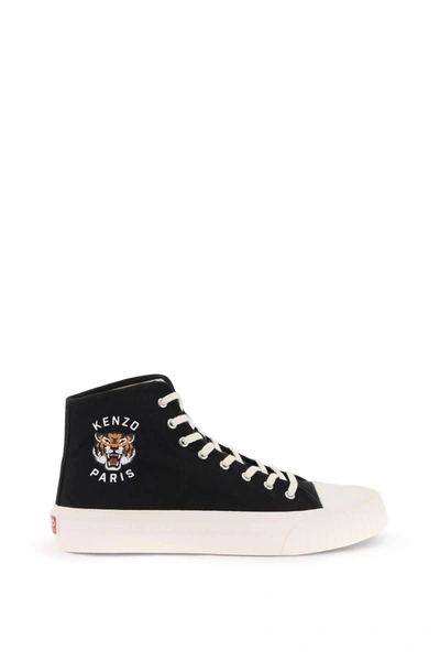 Kenzo Canvas High Top Sneakers In Black