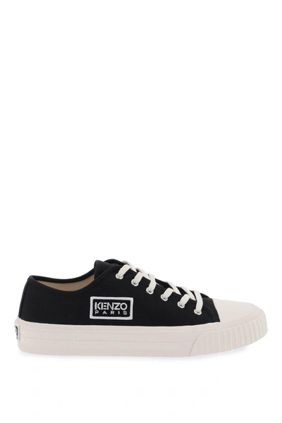 Kenzo Black  Paris Foxy Embroidered Canvas Trainers