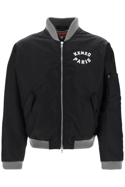 Kenzo Lucky Tiger Embroidered Nylon Bomber Jacket In Black