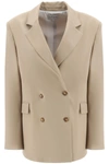 Loulou Studio Donau Double Breast Wool Blazer In Beige