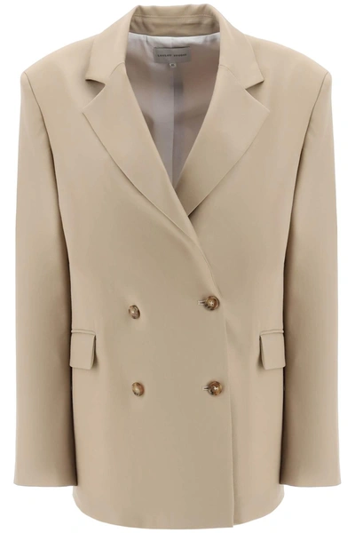 Loulou Studio Donau Double Breast Wool Blazer In Beige