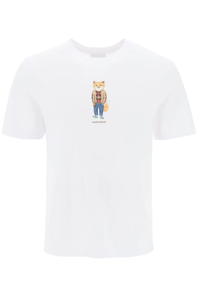 Maison Kitsuné Dressed Fox Cotton Graphic Tee In White