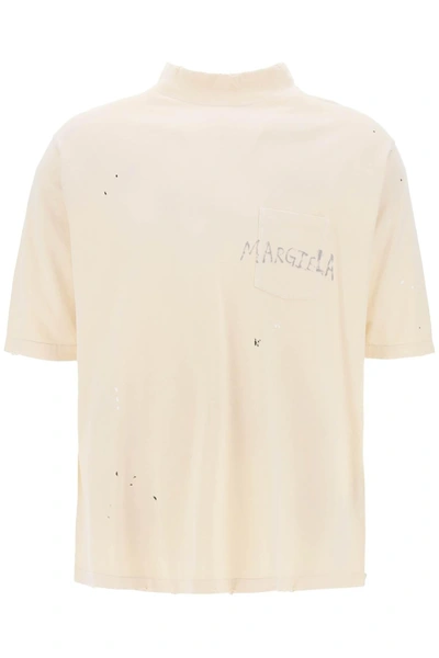 Maison Margiela Handwritten Logo T-shirt In Neutro