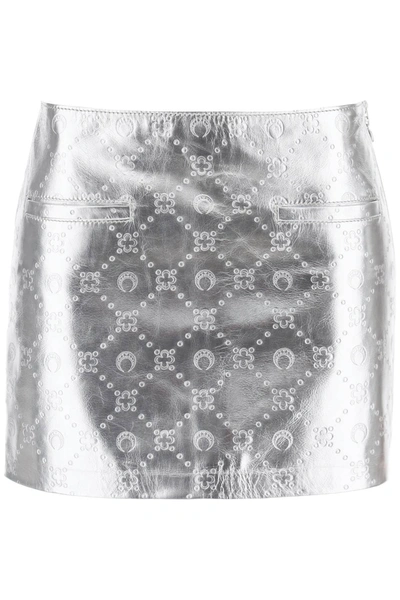 MARINE SERRE MARINE SERRE MOONOGRAM MINI SKIRT IN LAMINATED LEATHER