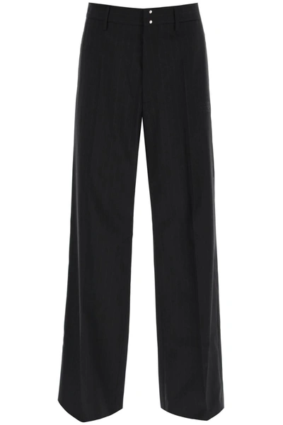 Mm6 Maison Margiela Straight Cut Trousers With Pinstripe Motif In Black