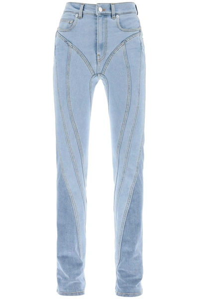Mugler Spiral Skinny Jeans In Blue,light Blue