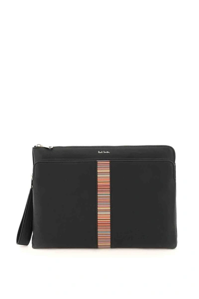 PAUL SMITH PAUL SMITH SIGNTURE STRIPE LEATHER POUCH