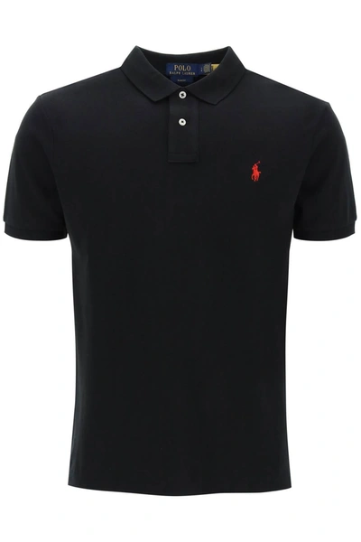 Polo Ralph Lauren Pique Cotton Polo Shirt In Black