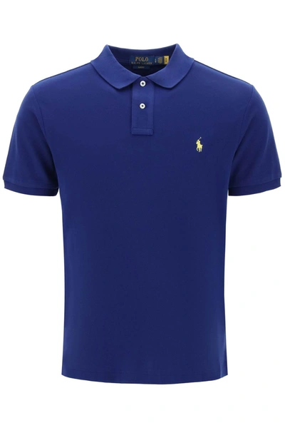 Polo Ralph Lauren Pique Cotton Polo Shirt In Blue