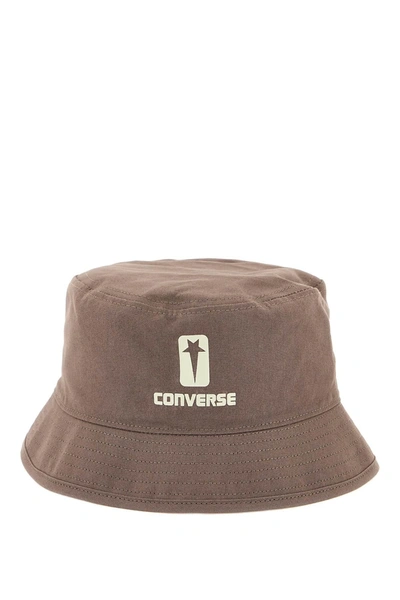 Rick Owens Cotton Bucket Hat Converse X Drkshdw In Grey,brown