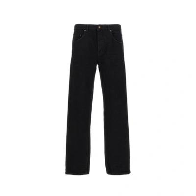 Saint Laurent Long Baggy Denim Jeans In Black