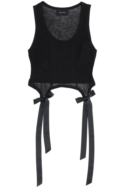 Simone Rocha Easy Cropped Top With Bow Tails In Black