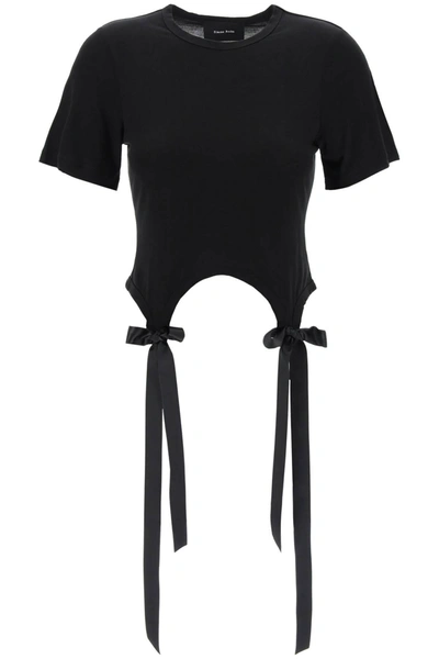 Simone Rocha Bow-embellished Cotton T-shirt In Black