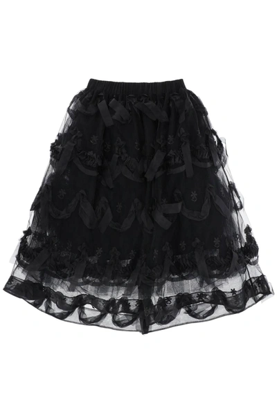 Simone Rocha Tulle Embroidered Tutu Skirt In Black