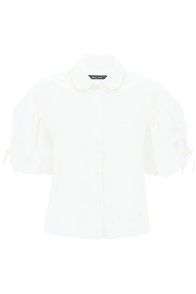 Simone Rocha Puff Sleeve Boxy Shirt In White