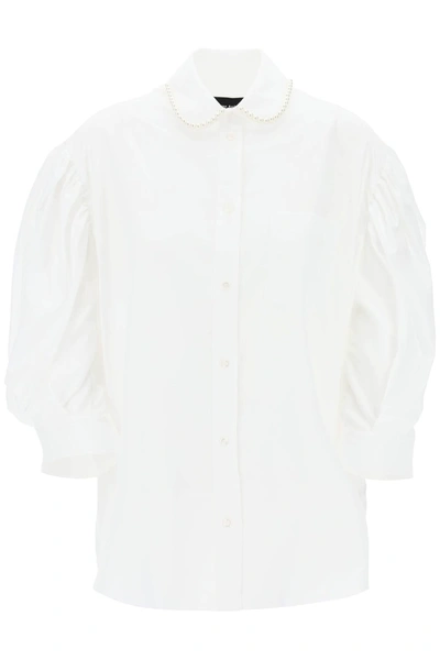 Simone Rocha White Classic Puff Sleeve Shirt In White/pearl/clear