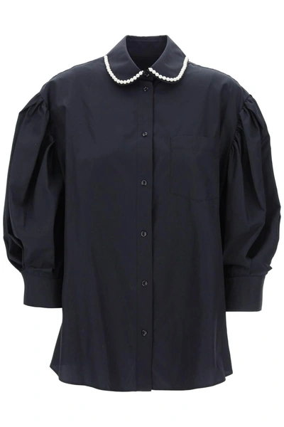 Simone Rocha Puff Sleeve Shirt With Embellishment In Black