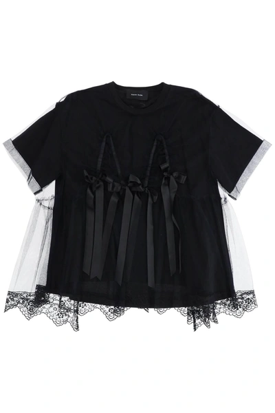 Simone Rocha Tulle Top With Lace And Bows In Black