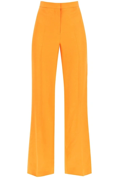 Stella Mccartney Womens Bright Orange Structured-waistband Flared-leg High-rise Woven Trousers