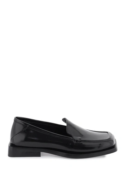 Attico Micol Asymmetric-toe Leather Loafers In Black