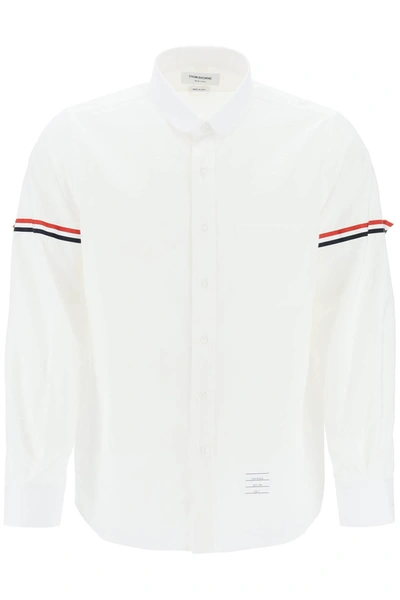 Thom Browne Seersucker Shirt With Rounded Collar In White