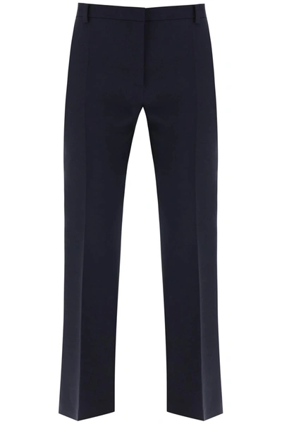 Valentino Slim Trousers In Crepe Couture In Blue