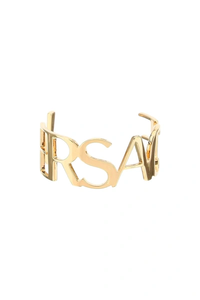 Versace Signature Logo Cuff Bracelet In Gold