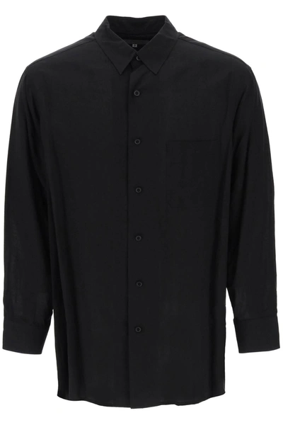 Yohji Yamamoto Longline Cellulose Shirt In Black