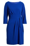 Tahari Asl Side Tie Long Sleeve Dress In Cobalt