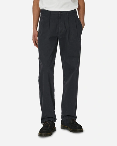 Noah Double-pleat Herringbone Pant Navy In Blue