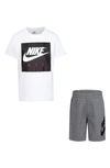 Nike Kids' Crew Tee & Knit Shorts Set In Carbon Heather