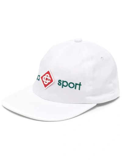 Casablanca Embroidered Casa Sport Logo Hat  - White - Cotton