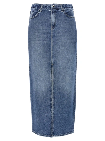 Karl Lagerfeld Maxi Denim Skirt In Blue