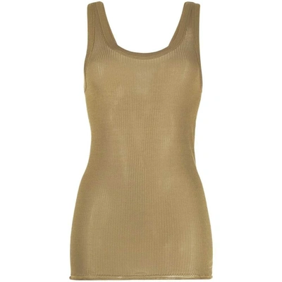 Lemaire Ribbed Silk-jersey Tank Top In Green