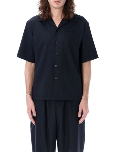 Marni Logo-patch Short-sleeved Shirt In Blu Black