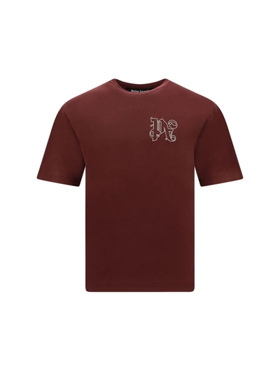 Palm Angels Logo Cotton T-shirt In Burgundy