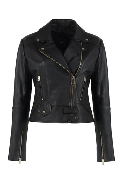 Pinko Sensibile Leather Jacket In Black  