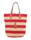 POLO RALPH LAUREN POLO RALPH LAUREN STRIPED STRAW TOTE BAG