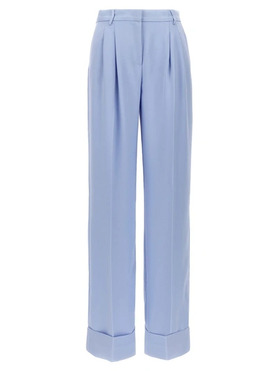 The Andamane Folded Hemline Wide-leg Trousers In Light Blue