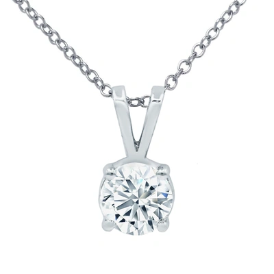 Diana M. 14kt White Gold Diamond Double Bail Solitaire Pendant Containing 0.50 Cts Tw In Transparent