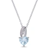 MIMI & MAX 1 1/2CT TGW AQUAMARINE HEART AND DIAMOND ACCENTS PENDANT WITH CHAIN IN STERLING SILVER