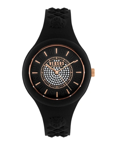 Versus Fire Island Indiglo Silicone Watch In Black