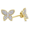Mimi & Max 1/5ct Tdw Diamond Butterfly Stud Earrings In 10k Yellow Gold In Multi