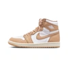 Nike Air Jordan 1 Retro Mesh-trimmed Leather High-top Sneakers In Beige