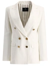 Etro Slub-texture Double-breasted Tailored Blazer In White